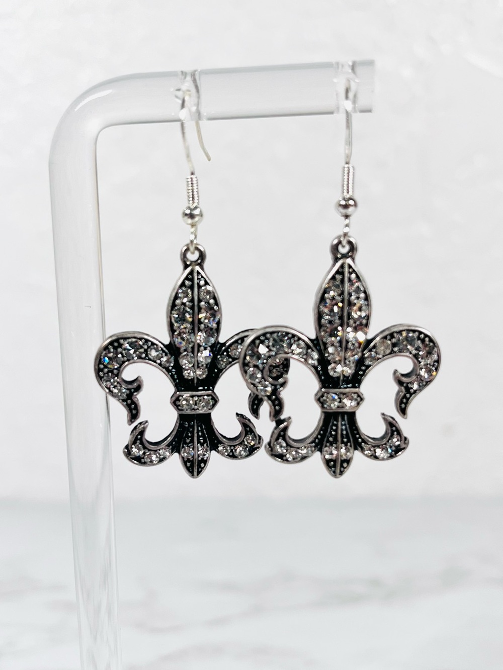 Fleur-de-Lis Rhinestone Earrings